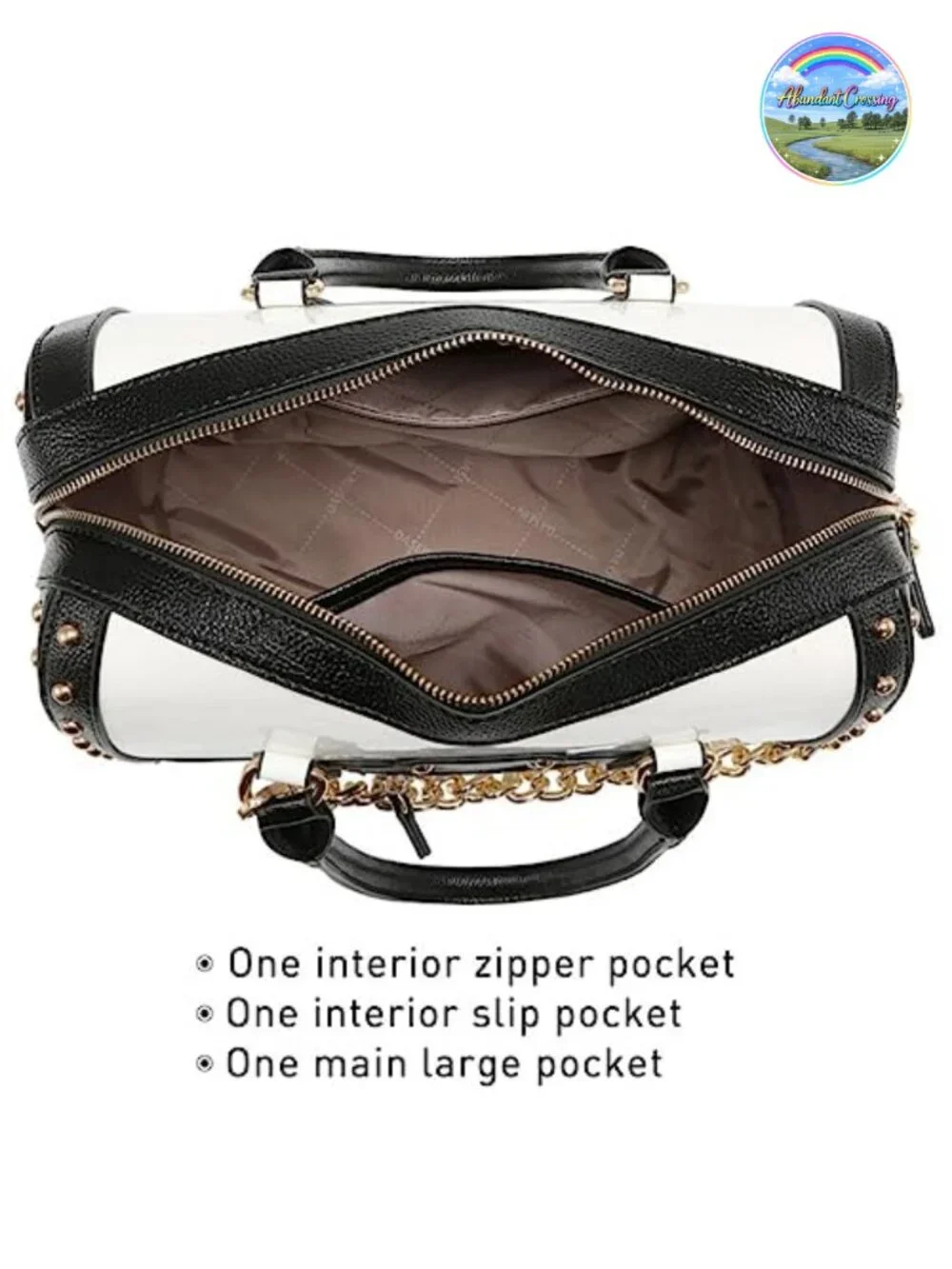 Shiny Patent Faux Leather Barrel Satchel Handbag with Rivet Decoration Top